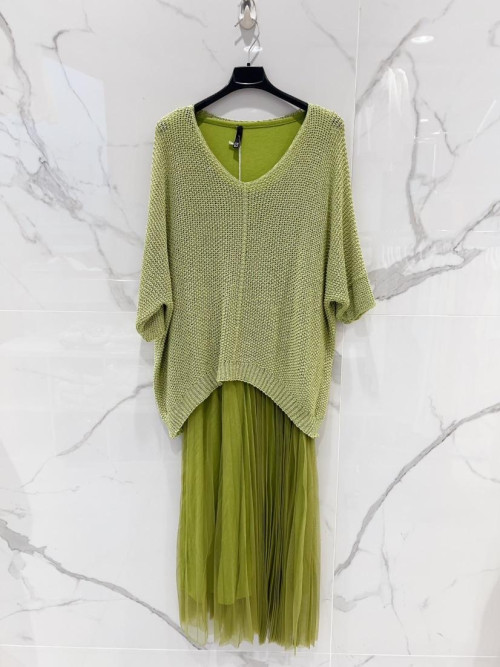 Robe longue doublée en tulle plissé Carla Giannini