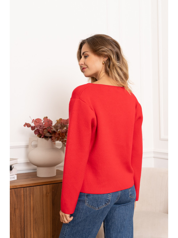 Veste gilet col V manches longues boutons dorés
