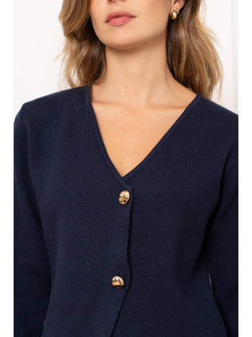 Veste gilet col V manches longues boutons dorés