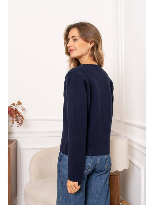 Veste gilet col V manches longues boutons dorés