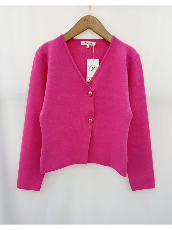 Veste gilet col V manches longues boutons dorés