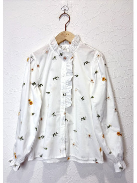 Chemise fleurs brodées col...