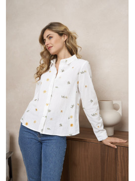 Chemise brodée manches...