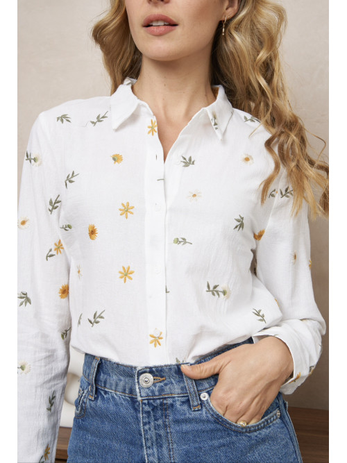 Chemise brodée manches longues