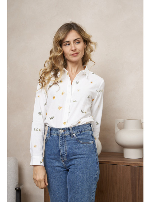 Chemise brodée manches longues