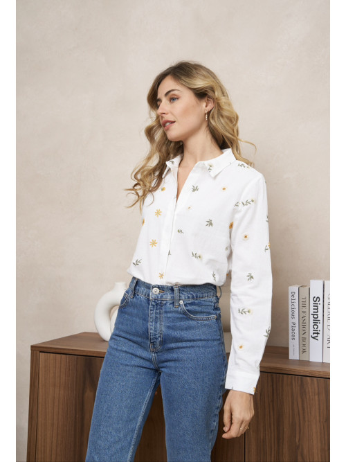 Chemise brodée manches longues