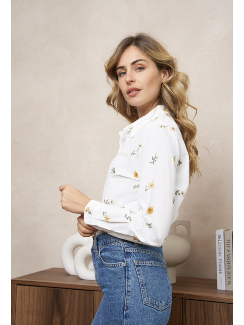 Chemise brodée manches longues