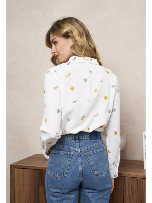 Chemise brodée manches longues