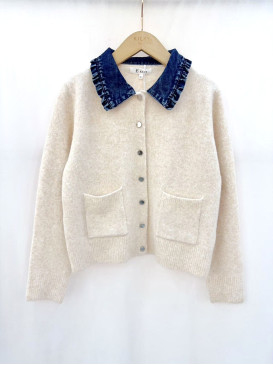 Gilet maille col claudine...