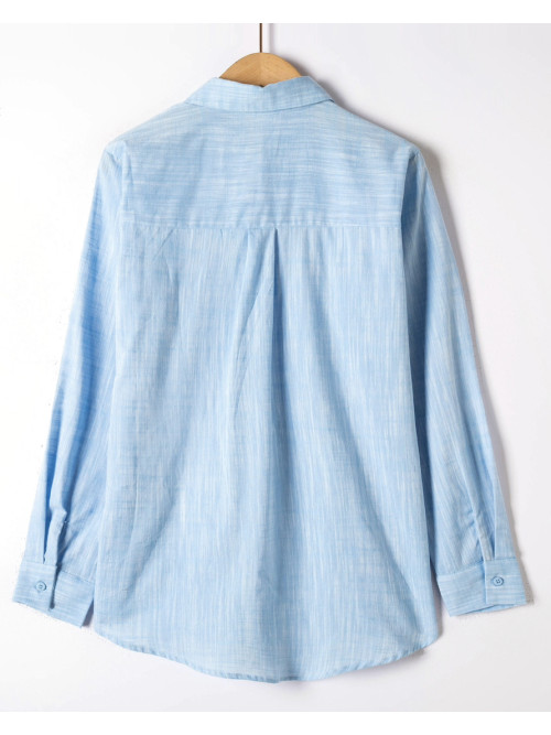 Chemise unie en coton aspect lin manches longues