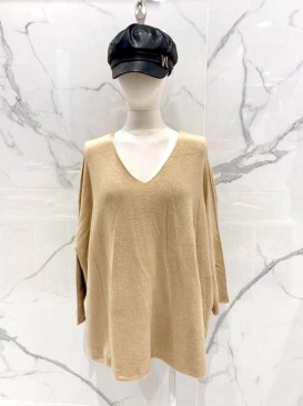 Pull XXL col V manches longues