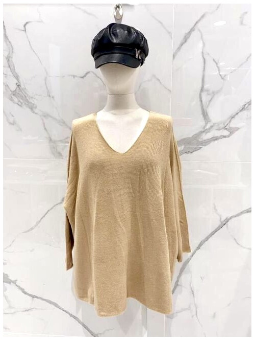 Pull XXL col V manches longues