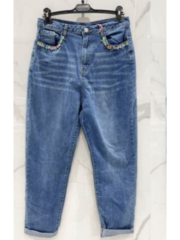 Jean XL strass multicolores aux poches