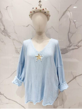 Pull XXL étoile perlée et...