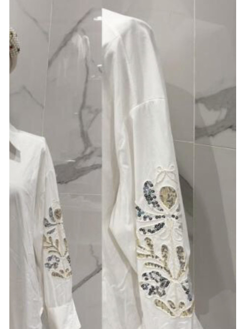 Chemise XXL manches longues avec broderies et sequins