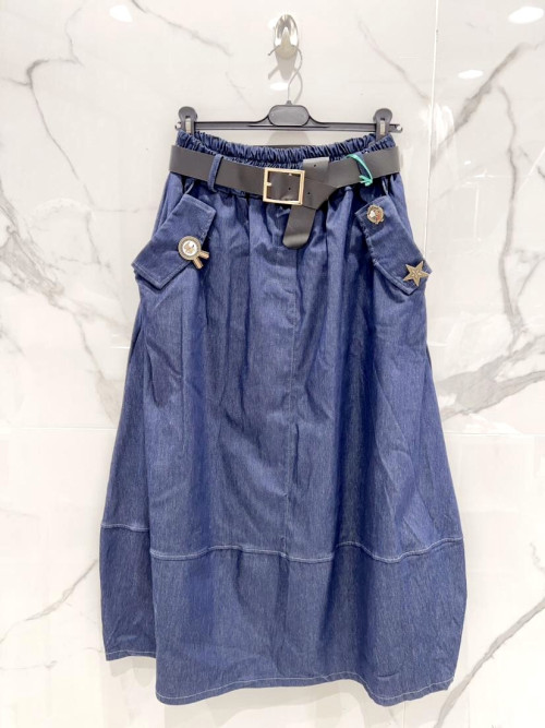 Jupe longue stretch avec broches sur poches
