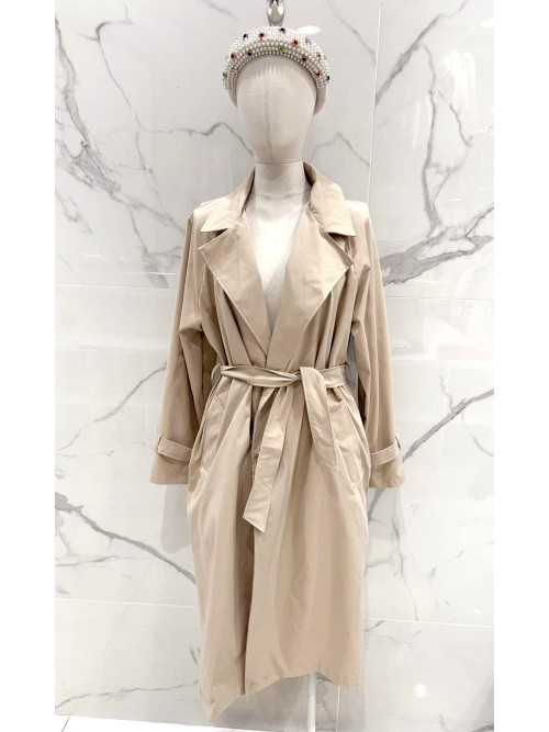 Trenchcoat long uni à ceinture