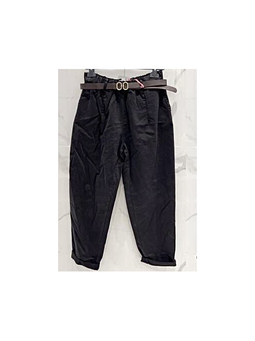 Pantalon stretch avec élastique taille et ceinture