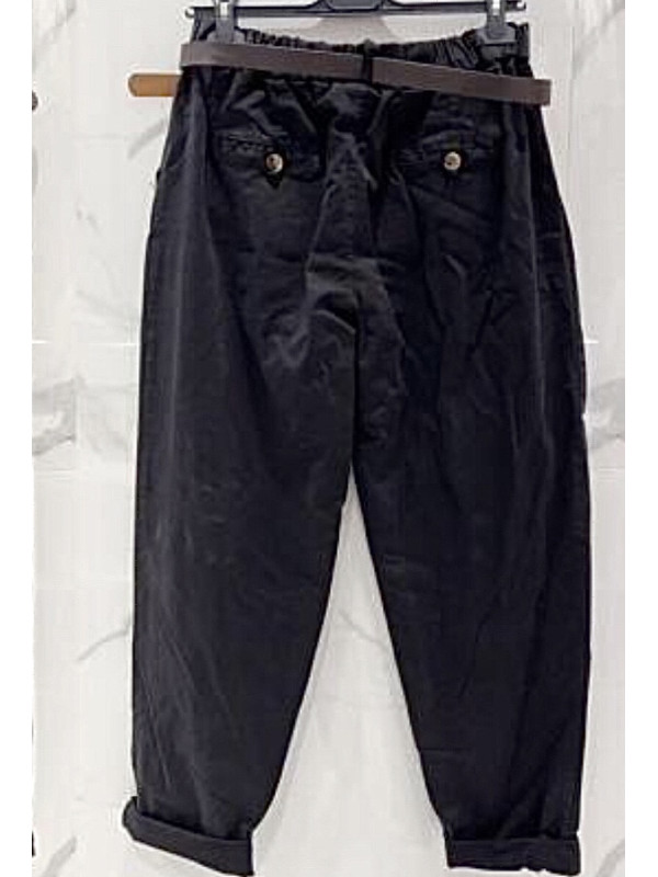 Pantalon stretch avec élastique taille et ceinture