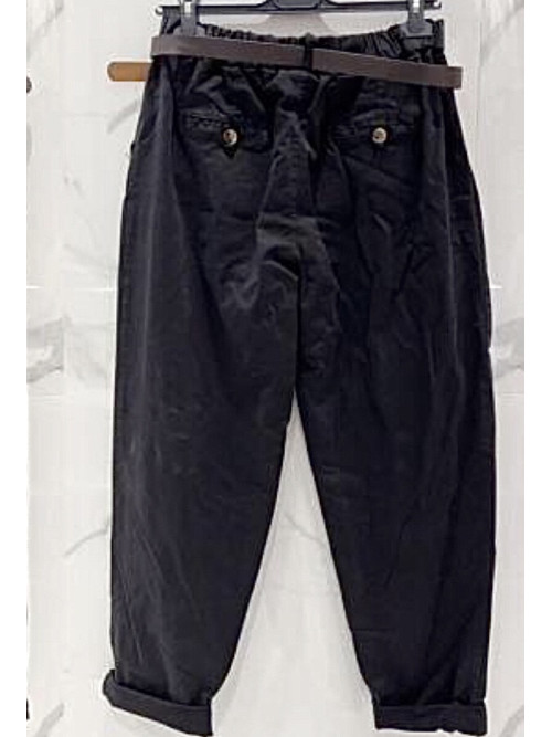 Pantalon stretch avec élastique taille et ceinture