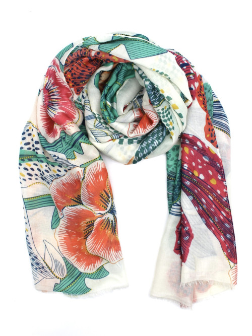 Écharpe imprimé fleurs de lys