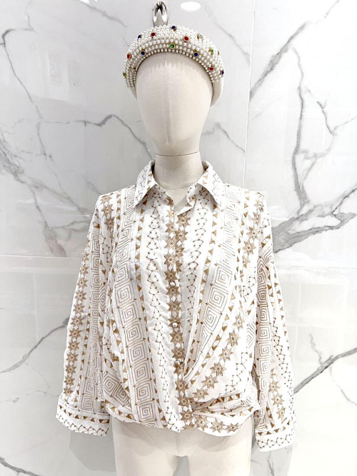Chemise brodée manches longues