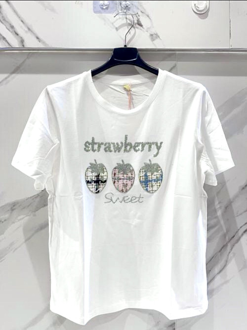 T-shirt col rond manches courtes "Strawberry"