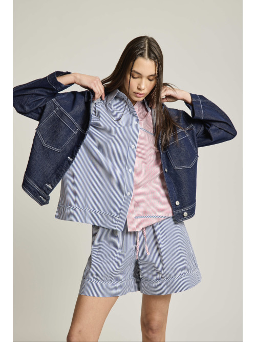 Veste cropped oversized en jean brut