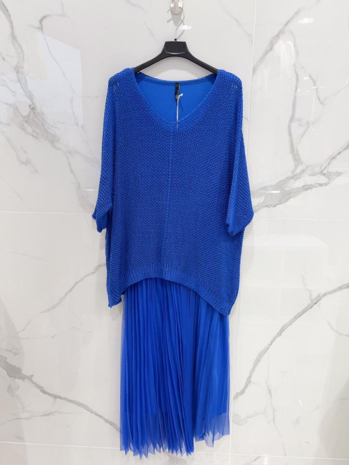 Robe longue doublée en tulle plissé Carla Giannini