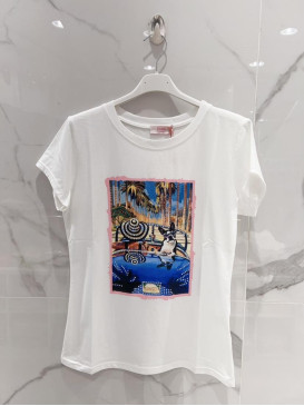 T-shirt imprimé chien et...