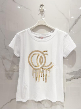 T-shirt avec strass et...