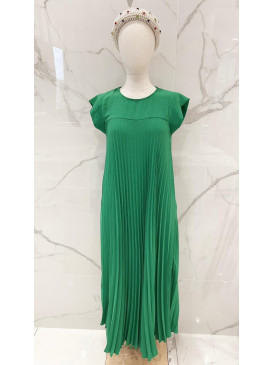 Robe longue plissée col...
