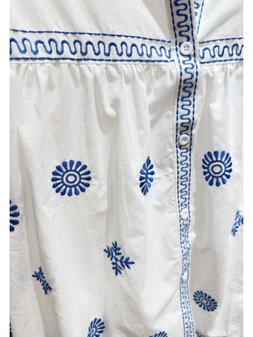 Chemise manches longues col rond broderie éthnique