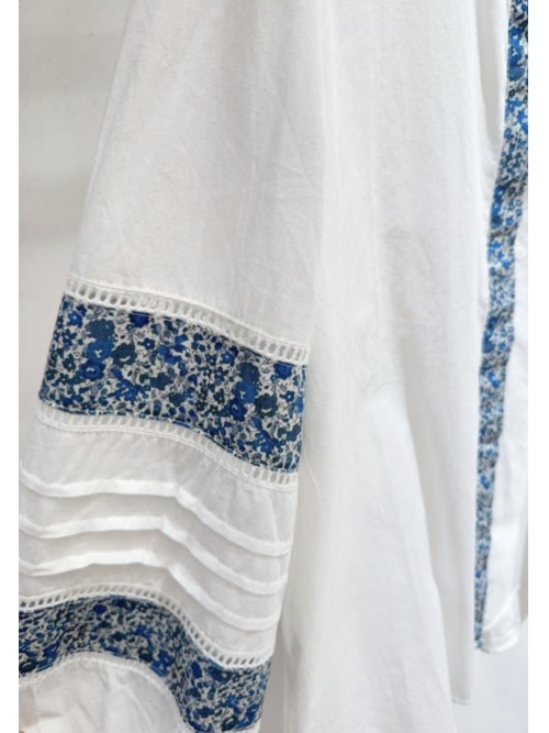 Chemise col bouillonné insert tissu Liberty