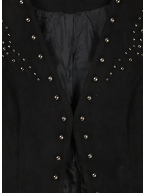 Veste cropped sans col cloutée devant et dos