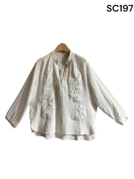 Chemise sans col manches...