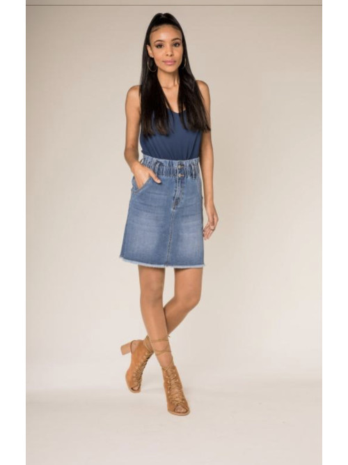Jupe droite courte en jean stretch