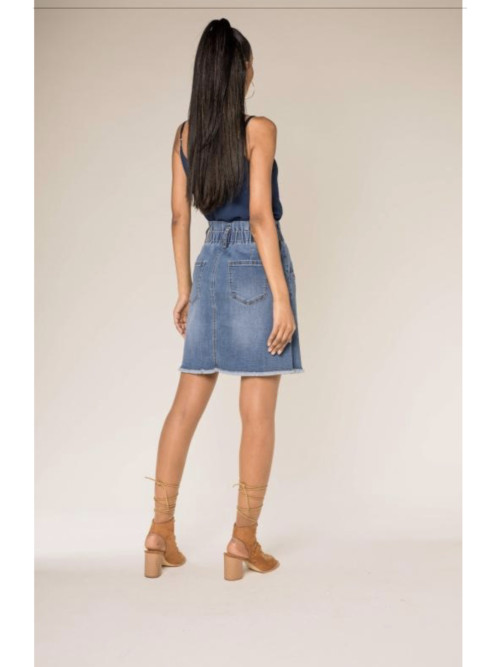 Jupe droite courte en jean stretch