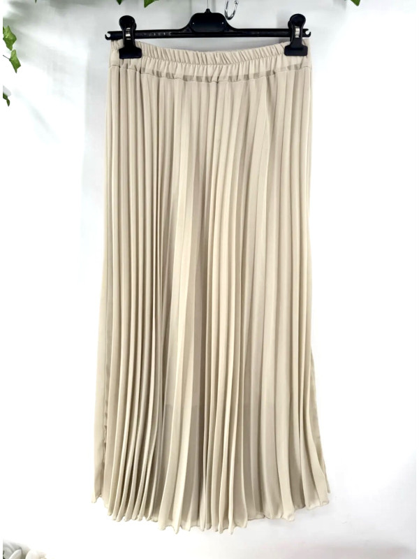 Jupe longue fluide plissée avec élastique taille.