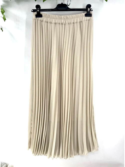 Jupe longue fluide plissée avec élastique taille.