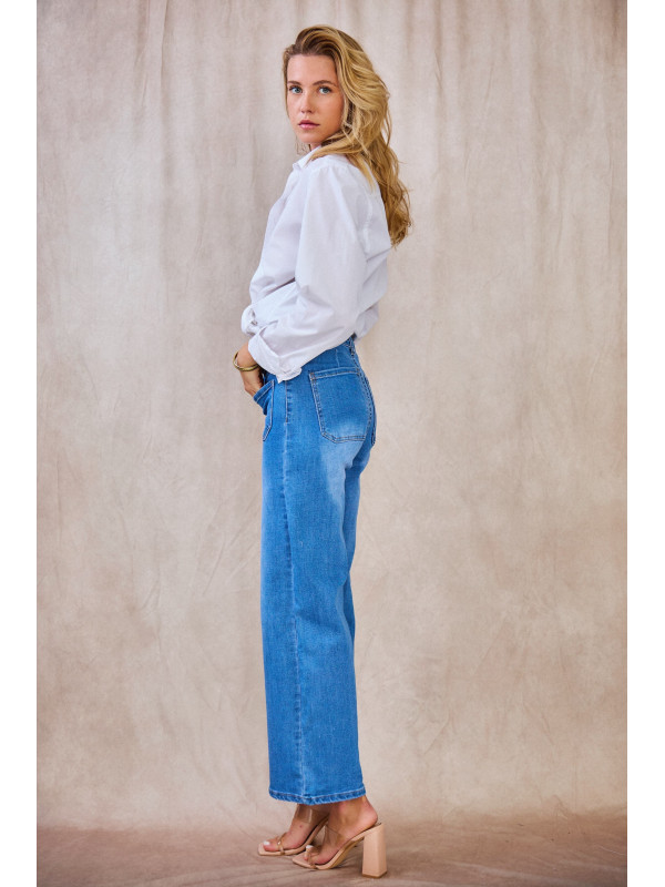 Jean jambes larges poches plaquées