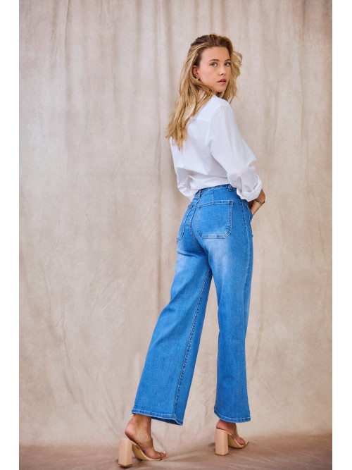 Jean jambes larges poches plaquées