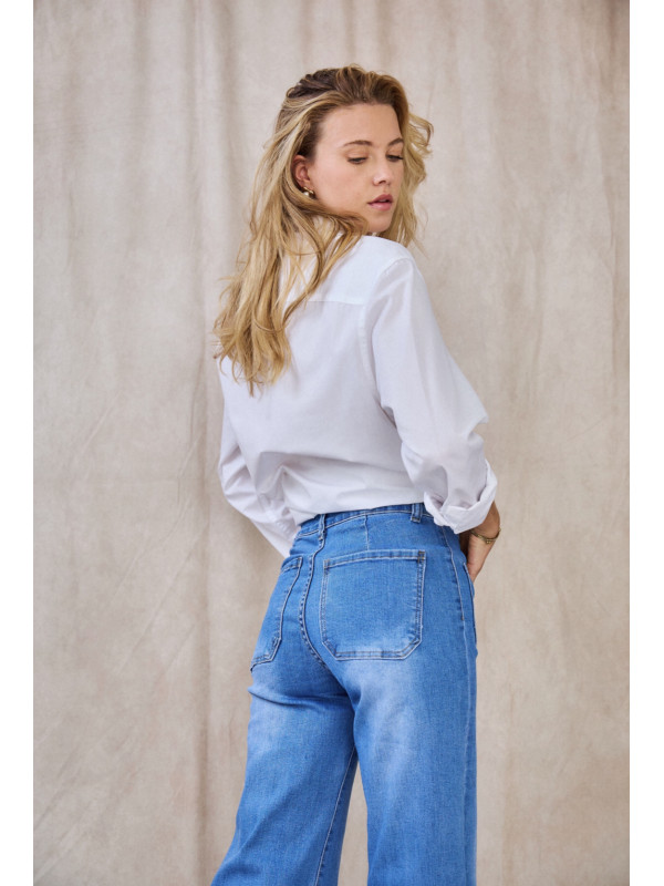Jean jambes larges poches plaquées