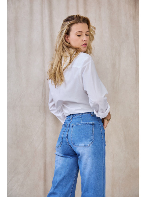 Jean jambes larges poches plaquées