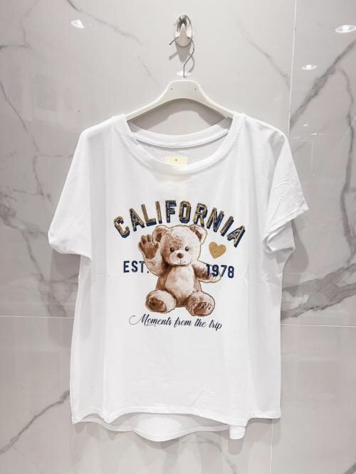T-shirt ourson "California" col rond manches courtes