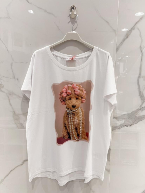 T-shirt oversized col rond manches courtes "chien bigoudis"