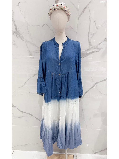 Robe longue Tie & Die col V manches longues en Tencel
