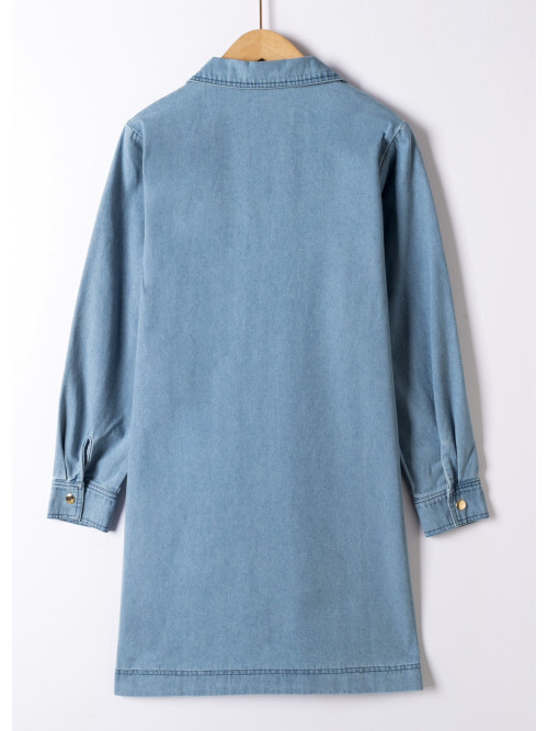 Robe courte en jean manches longues
