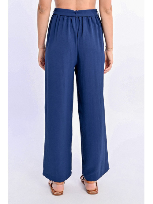 Pantalon wide leg lien et élastique taille
