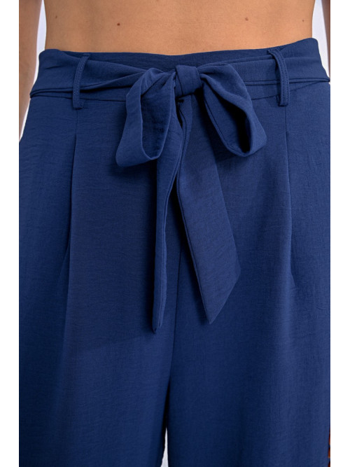 Pantalon wide leg lien et élastique taille